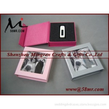 2015 Wedding Cardboard Leather N Linen USB Flash Drive Packaging Gift Box Wholesale